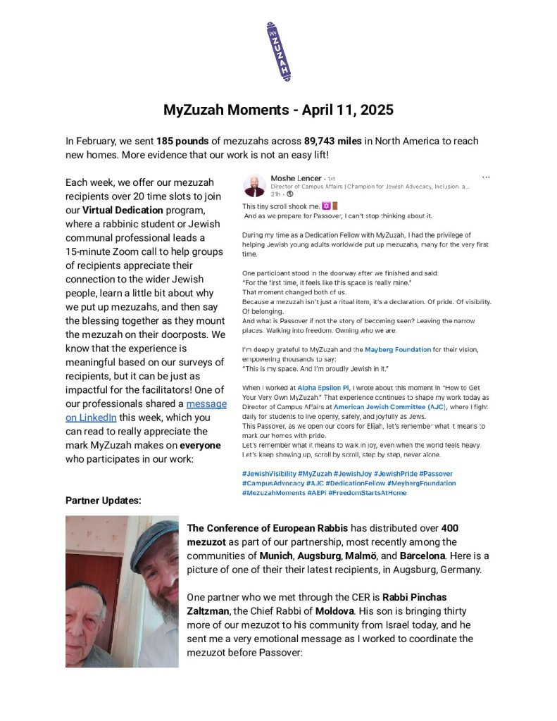 thumbnail of MyZuzah Moments – April 11, 2025