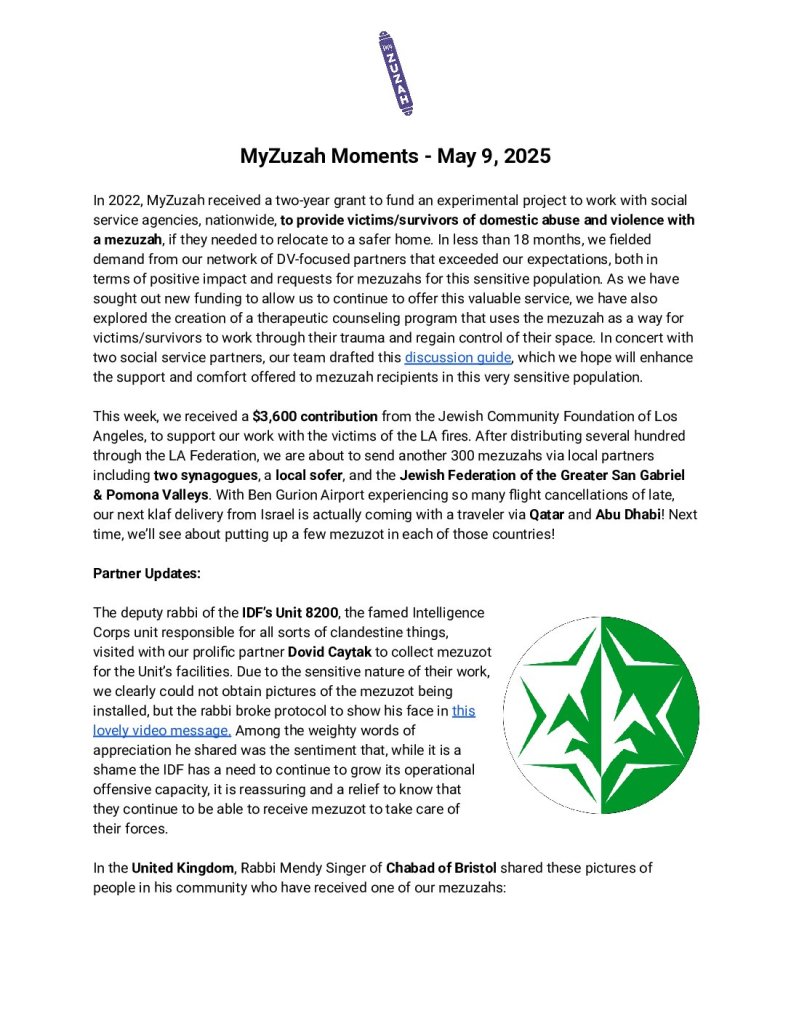 thumbnail of MyZuzah Moments – May 9, 2025